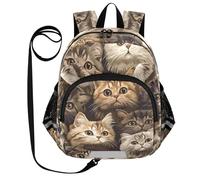 SyXIOP Cute Ears - Mochila preescolar para niñas pequeñas, antipérdida, simple, moderna, con tira reflectante, estilo kawaii, diseño de gatos, color marrón, Estilo kawaii Scottish Fold Cats Marrón, S