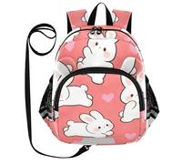 SyXIOP Cute Ears - Mochilas escolares con correa para niños y niñas, antipérdida, con tira reflectante, diseño de dibujos animados, color blanco, bonito conejo rosa, Cartoon White Cute Rabbit Pink, S