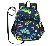 SyXIOP Cute Ears - Mochilas para niños grandes, con correa, antipérdida, con tira reflectante, nave espacial y coches, color azul marino, Happy Birthday Spaceship and Cars Azul Marino, M, Casual