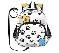 SyXIOP Cute Ears - Mochilas para niños grandes, con correa antipérdida, mini bolsa con tira reflectante, diseño de gato feliz, huella colorida, color negro, Happy Cute Cat Colorido Huella Negro, S