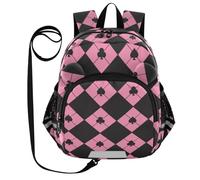 SyXIOP Cute Ears - Mochilas para niños grandes, con correa, antipérdida, para la escuela, con tira reflectante, a cuadros, rosa, negro, póquer, San Valentín, Buffalo Plaid Pink Black Poker Valentines