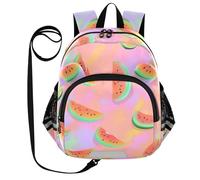 SyXIOP Cute Ears - Mochilas para niños pequeños, con correa, antipérdida, bolsa de juguetes con tira reflectante, divertido animal sandía, teñido anudado, rosa pastel, Funny Animal Sandía Tie-Dye Rosa