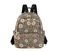 SyXIOP Daisy Red Blue William Morris Pattern 12.5 pulgadas, ligera, antirrobo, mochila de moda para laptop para viajes y trabajo, Margarita roja azul William Morris Pattern, S, Casual