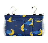 SyXIOP Divertida bolsa de almacenamiento con diseño de ornitorrinco y luna, organizador de mesita de noche con bolsillos, organizador para colgar barandillas de cama