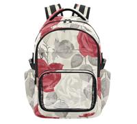 SyXIOP Elegant Roses - Mochila infantil transparente de PVC transparente para la escuela, escuela, universidad, viajes, edad 7-18 años, mochila de princesas para niños