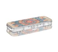 SyXIOP Estuche transparente con diseño de mandala y pavo real de estilo bohemio y retro, estuche duro para suministros de arte con cierre y tapa