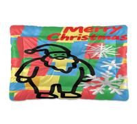 SyXIOP Feliz Navidad Papá Noel colorido lavable cama para mascotas, suave, antideslizante, para perros grandes, jumbo, medianos y pequeños, 36 x 24 pulgadas