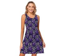 SyXIOP Finland Lily of The Valley - Vestido de tirantes con cuello redondo y cuello redondo color lavanda, Finlandia Lirio de los Valles Lavanda Bronceado, S