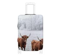 SyXIOP Funda elástica para equipaje de invierno de vaca de las tierras altas, resistente a los arañazos, protector de equipaje para equipaje de 18 a 32 pulgadas, Winter Highland Cow, S 18-20 in