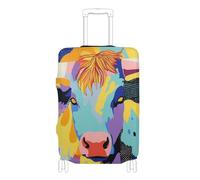 SyXIOP Funda elástica para equipaje psicodélico de vaca de las Tierras Altas, extra grande, lavable, para maletas, accesorio de viaje, para equipaje de 18 a 32 pulgadas, Psychedelic Highland Cow, S 18