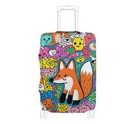 SyXIOP Funda elástica para equipaje, resistente a los arañazos, ajuste elástico, para maleta, para equipaje de 45,7 a 81,3 cm, Cartoon Fox Art Doodle, L 26-28 in, Clásico