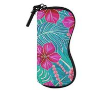 SyXIOP Funda portátil para gafas de sol con clip y diseño de hojas tropicales brillantes, color azul, magenta, para hombres y mujeres