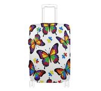 SyXIOP Fundas elásticas para equipaje de 18 a 32 pulgadas, diseño de mariposa, antiarañazos, protector de equipaje, Rompecabezas de mariposa para concienciación sobre el autismo, XL 29-32 in, Clásico