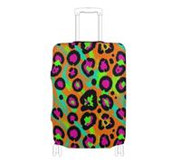 SyXIOP Fundas protectoras elásticas para equipaje, lavables, con estampado de piel de guepardo, color amarillo, morado y azul _00001_00001, Patrón de piel de guepardo con estampado de leopardo negro