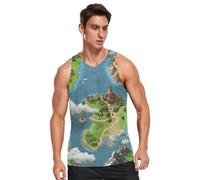 SyXIOP Game Map Dry Fit - Camiseta deportiva sin mangas para hombre, ligera, para verano, para jugar al aire libre, Mapa del juego, XL