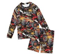 SyXIOP Graffiti Street Racing Car Cartoon - Traje de baño de dos piezas con protección UV para niños de 3 a 10 años, Graffiti Street Racing Car Cartoon, 7-8 Años