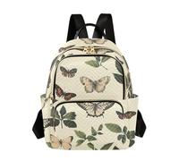 SyXIOP Green Leaves Butterfly Retro 12.5 pulgadas Mochila negra de gran capacidad para negocios, Hojas verdes mariposa retro, M, Casual
