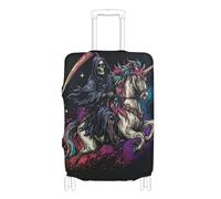 SyXIOP Grim Reaper - Fundas elásticas grandes para equipaje, antiarañazos, artículos esenciales de viaje, para equipaje de 18 a 32 pulgadas, Unicornios de equitación de la Parca, S 18-20 in, Clásico