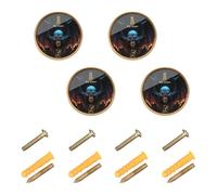 SyXIOP Juego de 4 perillas de fuego negras de Tarot de esqueleto malvado estilo anime para cómoda y cocina, 1.26 pulgadas (32 mm) para dormitorio, paquete de 4