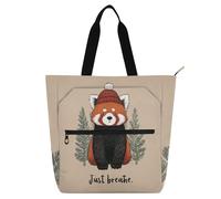 SyXIOP Just Breathe Christmas - Bolsa de mano para niños, mujeres y hombres, diseño de panda rojo, resistente a los arañazos, con bolsillos para la escuela y el tiempo de juego