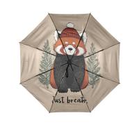 SyXIOP Just Breathe Christmas - Paraguas compacto con diseño de panda rojo resistente al viento para estudiantes, se adapta a mochila y bolso