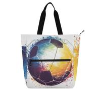 SyXIOP Lindas bolsas de mano para niños, mujeres y hombres, diseño minimalista de balón de fútbol de la Copa del Mundo 2026, bolsa de libros reutilizable con cremallera para la universidad, compras