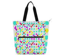 SyXIOP Lindas bolsas de mano para niños y adultos, retro de los años 90, Memphis, abstracto, blanco, abstracto, ligero, reutilizable, bolsa de comestibles con cremallera para la escuela, compras