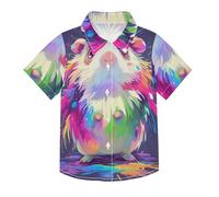 SyXIOP Lindas camisas de manga corta con botones para niños hawaianos de conejillo de indias blancas de dibujos animados, Bonito conejillo de indias blanco de dibujos animados, 7-8 años