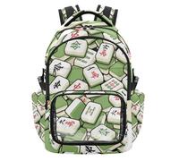 SyXIOP Mahjong - Mochila china verde transparente para la escuela, resistente al agua, con correas acolchadas para festivales, eventos deportivos, edades de 7 a 18 años, 10 años