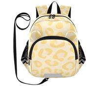 SyXIOP Mochila con orejas lindas para guardería, correa antipérdida, simple, moderna, con tira reflectante, suave estampado de leopardo amarillo, Estampado de leopardo amarillo suave, M, Casual