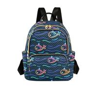 SyXIOP Mochila de hombro impermeable de 12.5 pulgadas para mujer, diseño de tiburón, color azul, Cartoon Cute Animal Shark Wave Blue, M, Casual