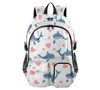 SyXIOP Mochila de viaje grande con dibujos animados de tiburón blanco para adolescentes y niñas