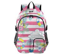 SyXIOP Mochila de viaje para laptop, diseño de corazón, nubes, vida sonando, rayas rosas, para adolescentes y niños