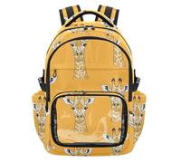 SyXIOP Mochila para niños con diseño de jirafa amarilla Pure Animals transparente, resistente al agua, mochila informal con compartimento para laptop, para la escuela, trabajo, viajes, edad 7-18 años