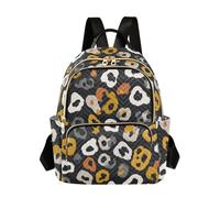 SyXIOP Mochila pequeña impermeable con estampado de leopardo, animal salvaje, gris y amarillo, 12.5 pulgadas, mochila de moda para mujeres, adolescentes y niñas, Patrón de leopardo animal salvaje gris