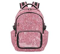 SyXIOP Mochila transparente con purpurina rosa claro falsa, resistente, para escuela, trabajo, viajes, edades de 7 a 18 años, mochilas de ninas para escuela