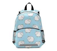 SyXIOP Mochilas infantiles con diseño de ovejas de dibujos animados azules para niñas pequeñas, bolsa de libros con clip en el pecho para niños de 6 años, mochilas escolares para ni? os