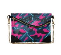 SyXIOP Monederos de PU para mujer, con cremallera, plegable, para llaves, para dama, moderno, camuflaje, magenta, negro, luz