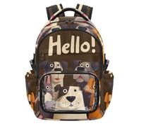 SyXIOP Naughty Animal Dogs Say Hello - Mochila escolar transparente resistente al agua para la escuela, trabajo, viajes, edades de 7 a 18 años, regalos de Navidad para ninas