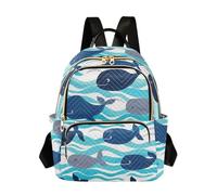 SyXIOP Ocean Sea Wave Whales - Mochila de trabajo de 12.5 pulgadas para negocios y negocios, a la moda, pequeña para negocios, Ocean Sea Wave Whales, M, Casual