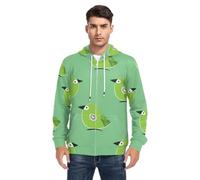 SyXIOP Oliver Jeffers Style Kiwi Jade Bird Design Green - Chaquetas y abrigos de forro polar para hombre, Oliver Jeffers - Diseño de pájaro de jade kiwi verde, L