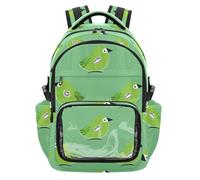 SyXIOP Oliver Jeffers Style Kiwi Jade Bird Design Green Clear Mochila de viaje resistente para niños y niñas, de 7 a 18 años, mochilas escolares para ninas de