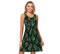 SyXIOP Oliver Jeffers - Vestido sin mangas para mujer, diseño de lirio de los valles de Finlandia, Oliver Jeffers Finland Lily of the Valley Olive, L