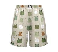 SyXIOP Pantalones de pijama de algodón para hombre y hombre, diseño de rana de dibujos animados, color verde, para regalos divertidos, dibujos animados lindos animales rana verde, L