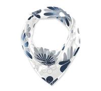 SyXIOP Pañuelo cuadrado minimalista de seda azul con diseño de dalia para el pelo, pañuelo para el pelo, bufanda de seda para dormir para noche, bufandas para mujer para frio