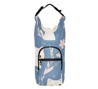 SyXIOP Peach Cute White Cats Spring Blue - Bolsa cruzada para botella de agua, bolsa para botella de agua de 20/24/32/40 onzas, para adultos, niños, caminar, senderismo, camping, viajes, accesorios