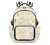 SyXIOP Pink Paradise Uncorns - Mochila escolar transparente de PVC con compartimento para laptop para niños y niñas, de 7 a 18 años, mochilas escolares para ninas de