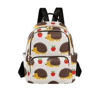 SyXIOP Silueta de erizo de frutas de dibujos animados beige de 12.5 pulgadas, moderna, elegante mochila para mujeres, adolescentes y niñas, Silueta de erizo de frutas de dibujos animados beige, M