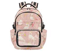 SyXIOP Simple Peach Birds - Mochila transparente para niños, resistente al agua, para la escuela, trabajo, viajes, edad 7-18 años, mochilas escolares negras