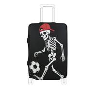 SyXIOP Skeleton Shoots Soccer - Fundas protectoras elásticas para equipaje, a prueba de arañazos, para equipaje de 18 a 32 pulgadas, color negro, Skeleton Shoots Soccer Negro, S 18-20 in, Clásico
